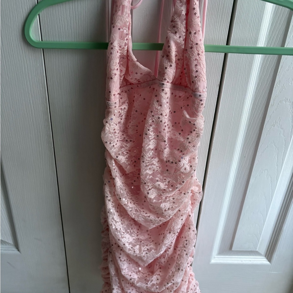 Lucy in the Sky Ruched Pink Bodycon Dress Never Worn!